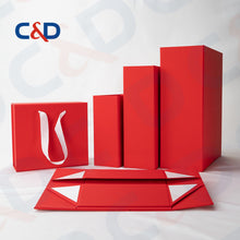 Load image into Gallery viewer, FOLDABLE PAPER BOX WITH OR WITHOUT RIBBON HANDLE-IN STOCK - C&D PAPER PACKAGING