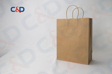 Load image into Gallery viewer, NATURAL/WHITE KRAFT PAPER RECYCLED SHOPPING PAPER BAG WITH TWISTED HANDLE - C&D PAPER PACKAGING
