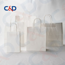 Load image into Gallery viewer, NATURAL/WHITE KRAFT PAPER RECYCLED SHOPPING PAPER BAG WITH TWISTED HANDLE - C&D PAPER PACKAGING