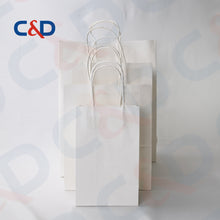 Load image into Gallery viewer, NATURAL/WHITE KRAFT PAPER RECYCLED SHOPPING PAPER BAG WITH TWISTED HANDLE - C&D PAPER PACKAGING