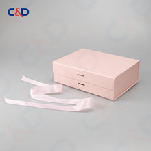 Load image into Gallery viewer, Gift box with Bowtie-Magnetic Lid- Foldable-Pink-IN STOCK - C&D PAPER PACKAGING