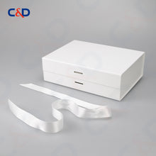 Load image into Gallery viewer, Gift box with Bowtie-Magnetic Lid- Foldable-White-IN STOCK - C&D PAPER PACKAGING