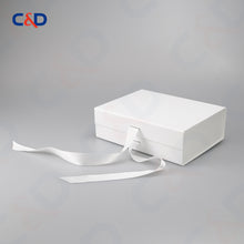 Load image into Gallery viewer, Gift box with Bowtie-Magnetic Lid- Foldable-White-IN STOCK - C&D PAPER PACKAGING