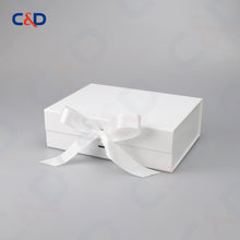 Load image into Gallery viewer, Gift box with Bowtie-Magnetic Lid- Foldable-White-IN STOCK - C&D PAPER PACKAGING