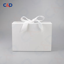 Load image into Gallery viewer, Gift box with Bowtie-Magnetic Lid- Foldable-White-IN STOCK - C&D PAPER PACKAGING