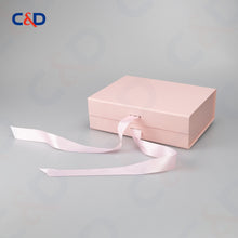 Load image into Gallery viewer, Gift box with Bowtie-Magnetic Lid- Foldable-Pink-IN STOCK - C&D PAPER PACKAGING