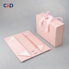 Load image into Gallery viewer, Gift box with Bowtie-Magnetic Lid- Foldable-Pink-IN STOCK - C&D PAPER PACKAGING