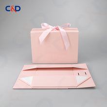 Load image into Gallery viewer, Gift box with Bowtie-Magnetic Lid- Foldable-Pink-IN STOCK - C&D PAPER PACKAGING
