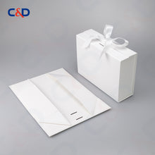 Load image into Gallery viewer, Gift box with Bowtie-Magnetic Lid- Foldable-White-IN STOCK - C&D PAPER PACKAGING