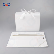 Load image into Gallery viewer, Gift box with Bowtie-Magnetic Lid- Foldable-White-IN STOCK - C&D PAPER PACKAGING