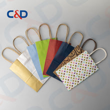 Load image into Gallery viewer, COLOR PRINTED KRAFT PAPER RECYCLED SHOPPING PAPER BAG WITH TWISTED HANDLE - C&amp;D PAPER PACKAGING
