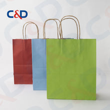 Load image into Gallery viewer, COLOR PRINTED KRAFT PAPER RECYCLED SHOPPING PAPER BAG WITH TWISTED HANDLE - C&amp;D PAPER PACKAGING
