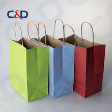 Load image into Gallery viewer, COLOR PRINTED KRAFT PAPER RECYCLED SHOPPING PAPER BAG WITH TWISTED HANDLE - C&amp;D PAPER PACKAGING

