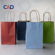 Load image into Gallery viewer, COLOR PRINTED KRAFT PAPER RECYCLED SHOPPING PAPER BAG WITH TWISTED HANDLE - C&amp;D PAPER PACKAGING
