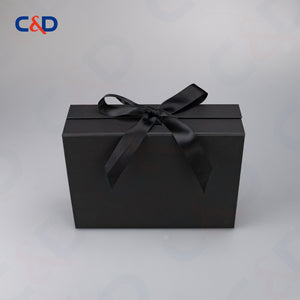 Gift box with Bowtie-Magnetic Lid- Foldable-Black-IN STOCK - C&D PAPER PACKAGING